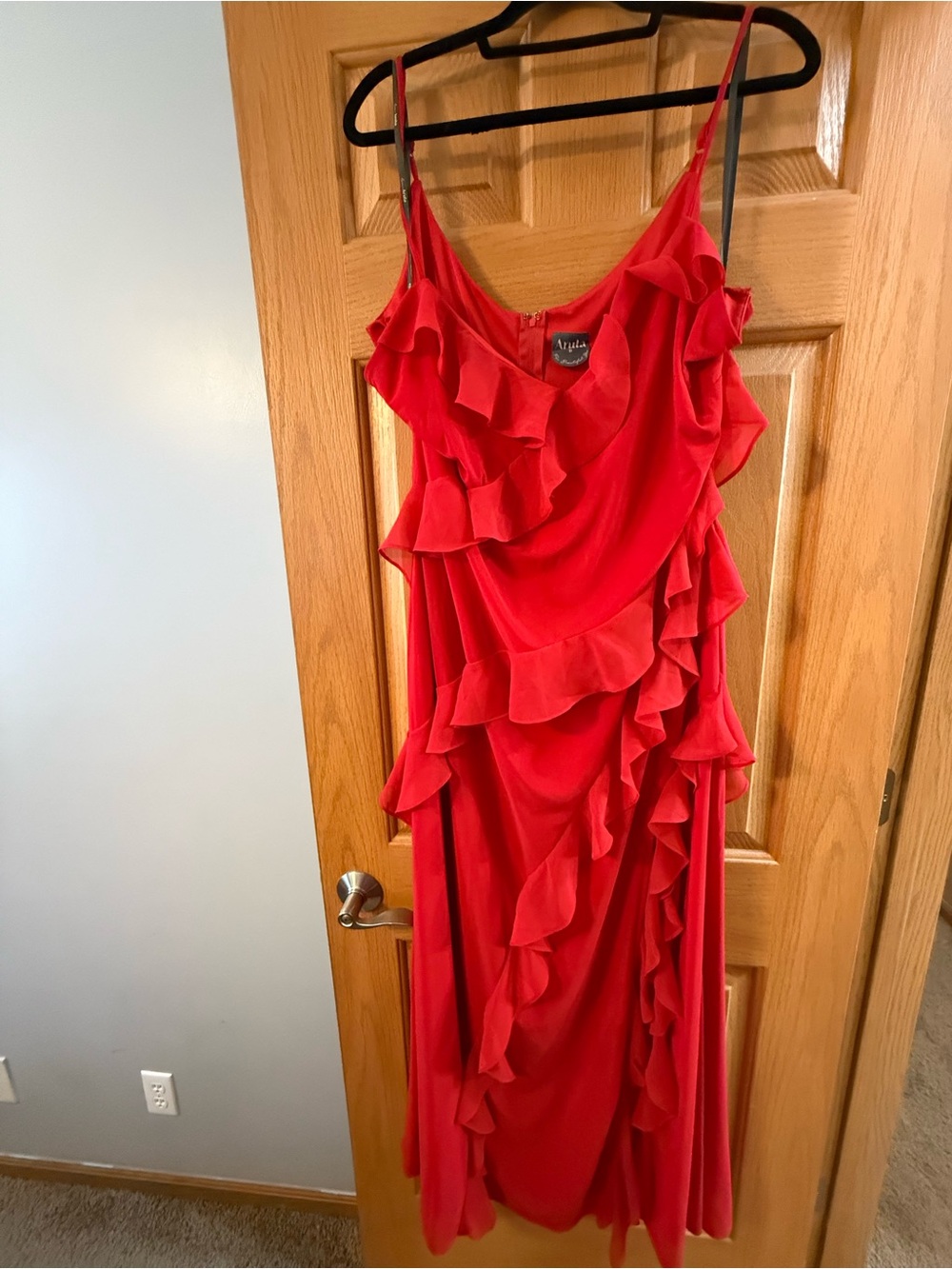 Aria Red Ruffle Slip Dress